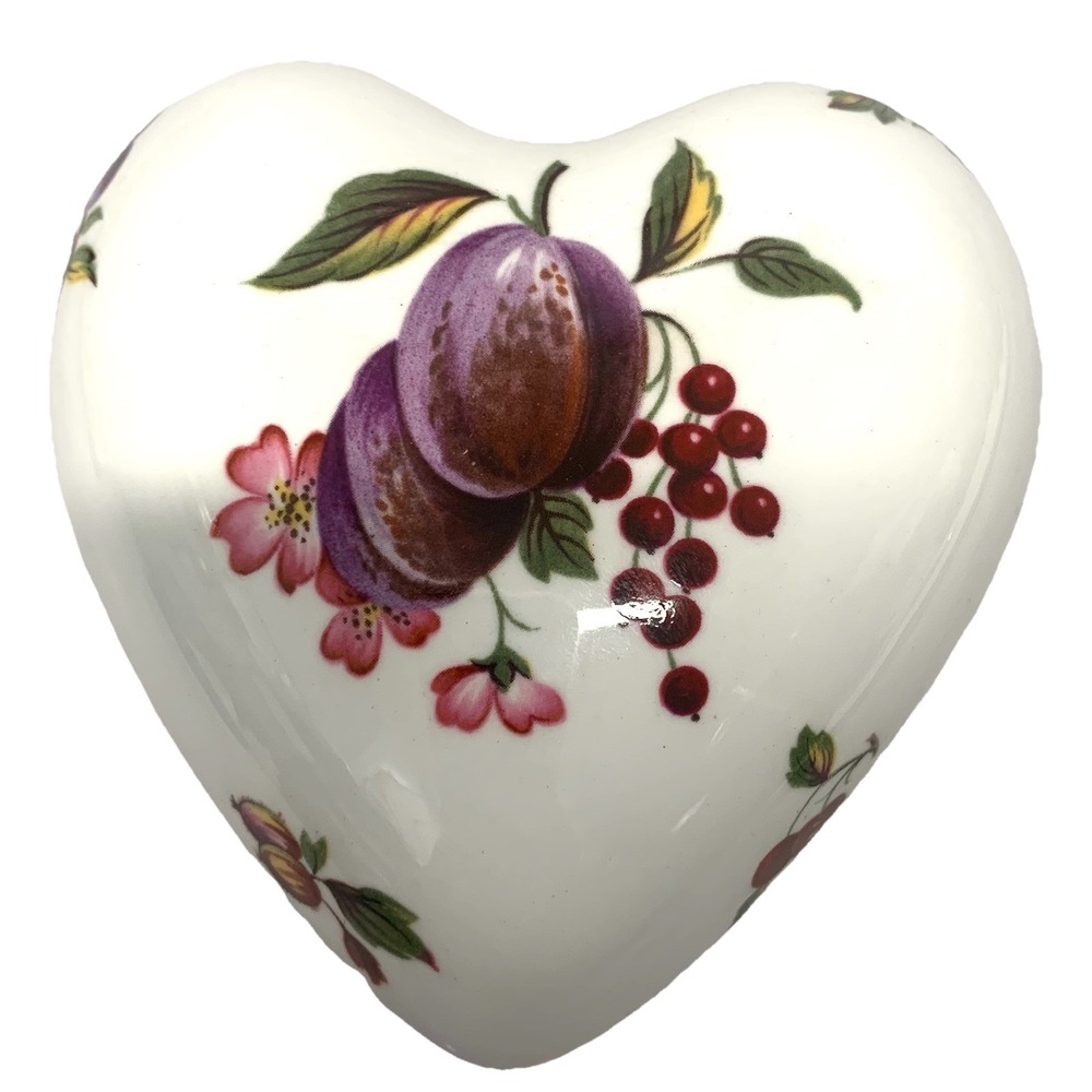 Vintage Hammersley‎ Heart Trinket Box Fine Bone China Floral Made England